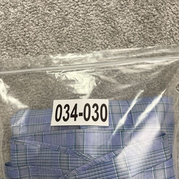 Jos. A. Bank Traveller Tailored Fit Dress Shirt Men Large Blue Plaid Cotton Work - Picture 11 of 11